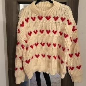 Cream Heart Sweater